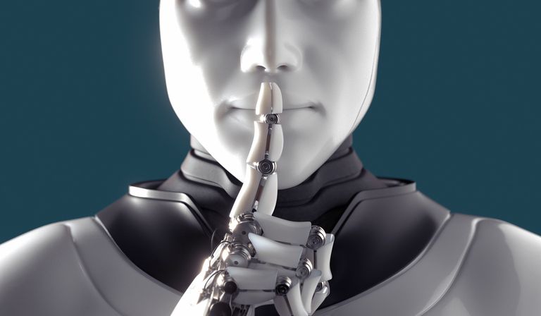 AI Robot Image Shushuing you you need to shush we are speaking now